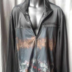 Sean John Men's Mesh over Art Image Poly zip up